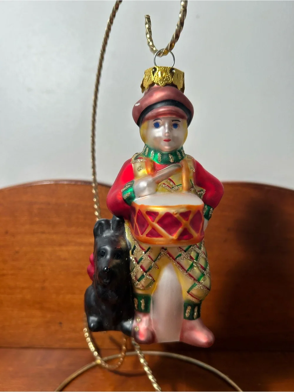 Drummer with Scotty Dog Ornament 5.75” tall x 2.75” wide x 2” depth